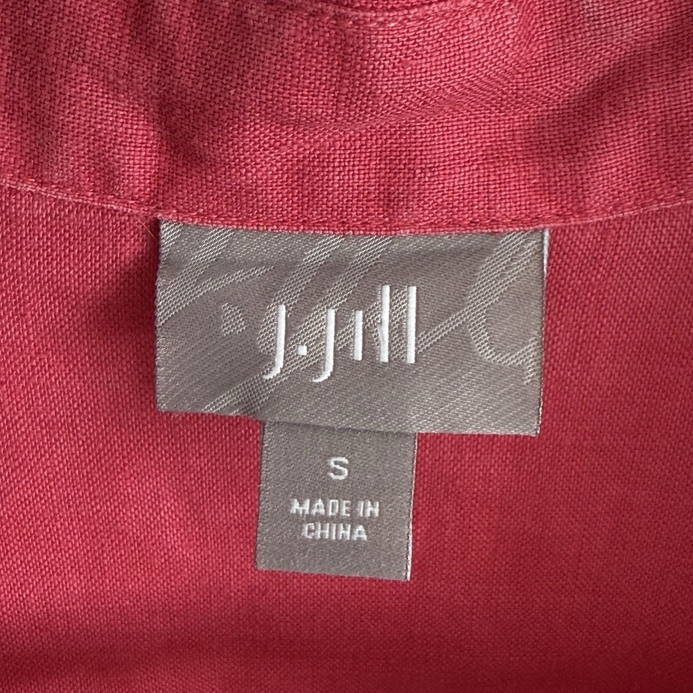 JJill 100% Linen Shirt Woman S Feminine Coastal Beach Euro Summer Vacay Pink - Picture 3 of 7